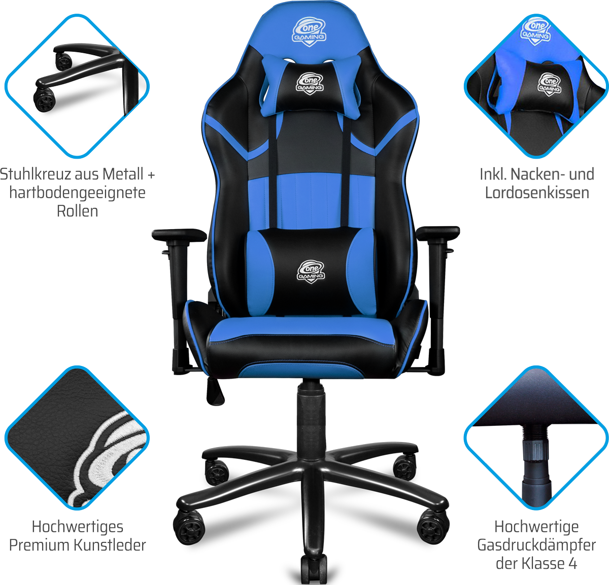 ONE GAMING Chair Pro Blue Gaming Stuhl, Bild 2 (18.07.2024)