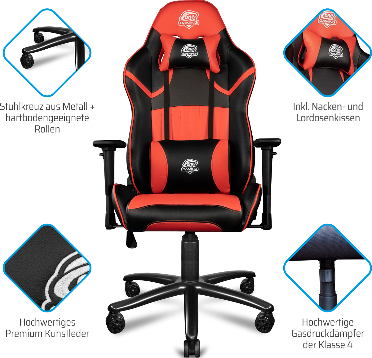 ONE GAMING Chair Pro Red Gaming Stuhl, Bild 2 (18.07.2024)