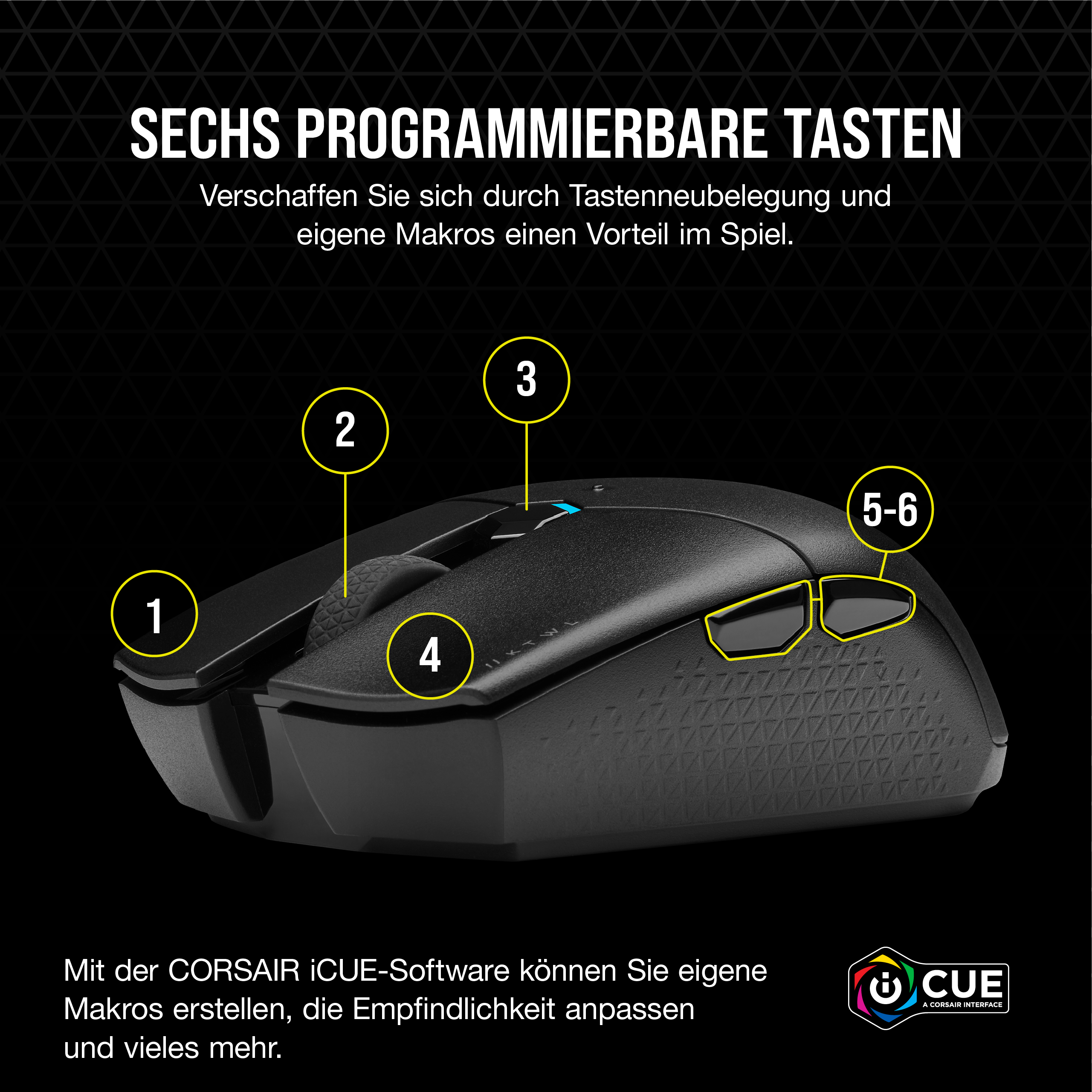 Gaming Maus CORSAIR KATAR PRO WIRELESS /SECHS VOLLSTÄNDIG PROGRAMMIERBARE TASTEN