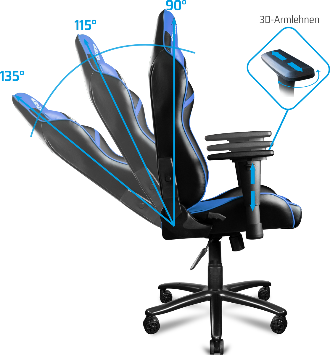 ONE GAMING Chair Pro Blue Gaming Stuhl, Bild 4 (19.07.2024)