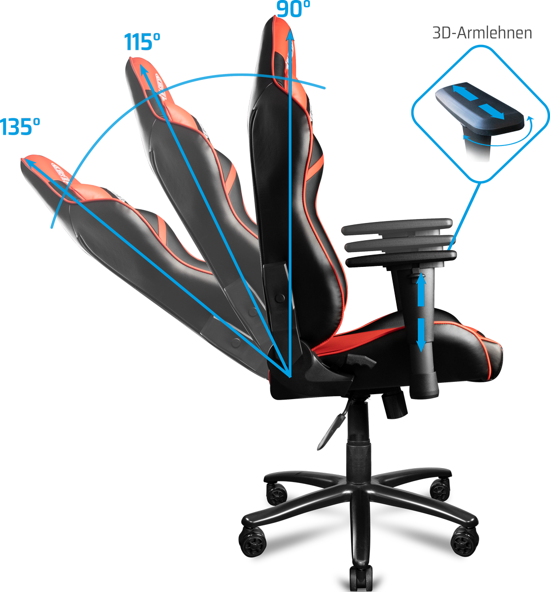 ONE GAMING Chair Pro Red Gaming Stuhl, Bild 4 (19.07.2024)