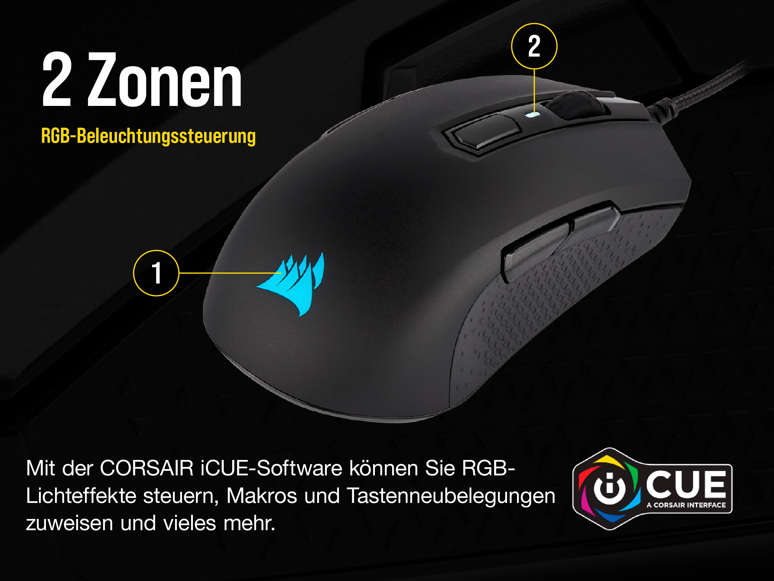 Gaming Maus CORSAIR M55 PRO RGB / DYNAMISCHE RGB-HINTERGRUNDBELEUCHTUNG